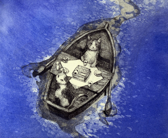 寺澤智恵子　銅版画　「お餅待ち」 寺澤 智恵子 銅版画「お餅待ち」＊シート - y art gallery