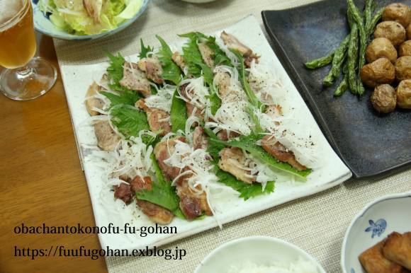 昨夜の豚肉の葱レモンソース&野菜の素揚げおうちバル&ひとりごはん_c0326245_11461327.jpg