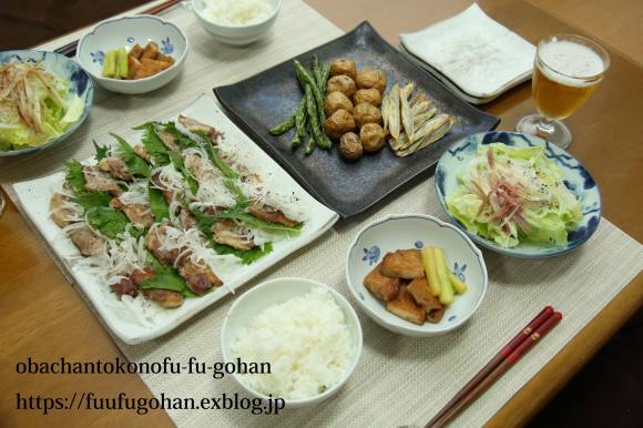 昨夜の豚肉の葱レモンソース&野菜の素揚げおうちバル&ひとりごはん_c0326245_11463060.jpg