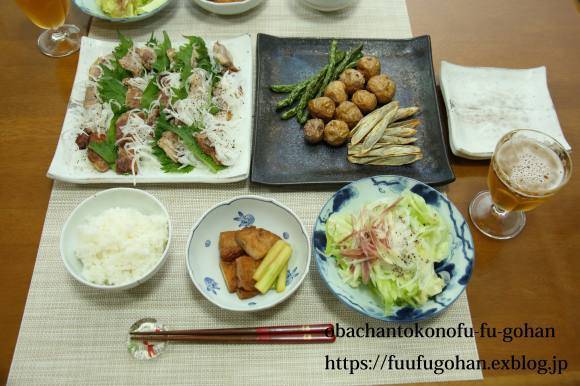 昨夜の豚肉の葱レモンソース&野菜の素揚げおうちバル&ひとりごはん_c0326245_11465438.jpg