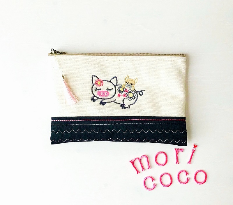 刺繍入りぺたんこポーチの作り方 Moricoco