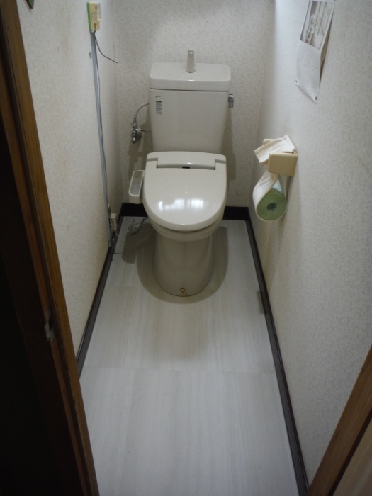 洗面所とトイレの床 ~ トイレの床工事終了 。_d0165368_04482869.jpg