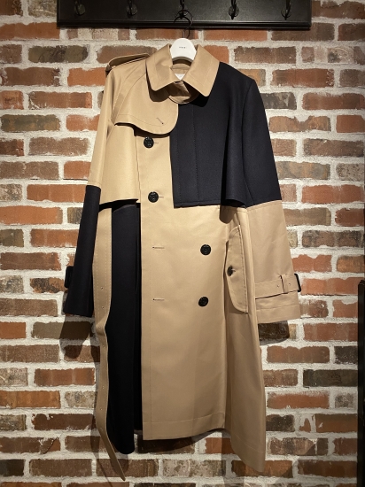 sacai  cotton gabardine wool Melton coat