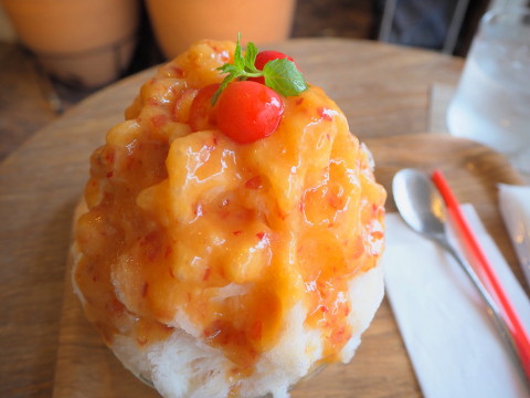 さくらんぼのかき氷:おかげ茶や(弘前市)_b0147224_22443249.jpg
