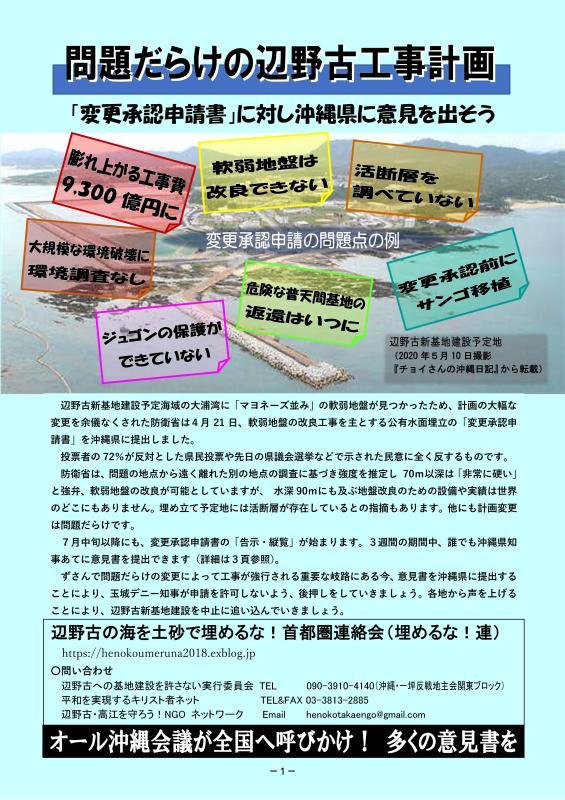 辺野古「設計変更申請」に意見書を!_d0391192_10411660.jpg