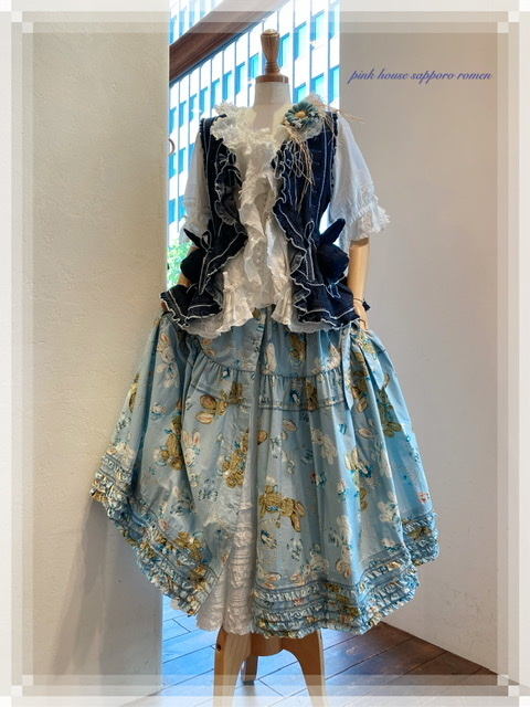 ピンクハウス 赤 ピンタック レース ピコフリル使い豪華 綿