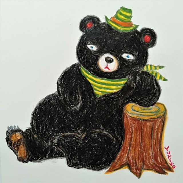 息抜きイラスト くつろぐ目つきの悪いクマ 絵本作家 井川ゆり子 のんびりブログ