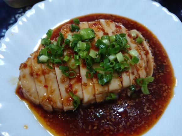 7/21夜勤前飯 とうもろこしの炊き込みご飯、サラダチキン で よだれ鶏@自宅_b0042308_18110332.jpg