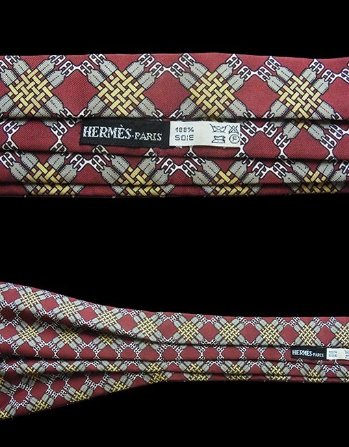 Sold- N.0751 エルメス アスコット・タイ ボルドーワイン色