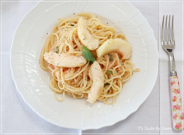 素人桃パスタ_f0329049_20112661.jpg
