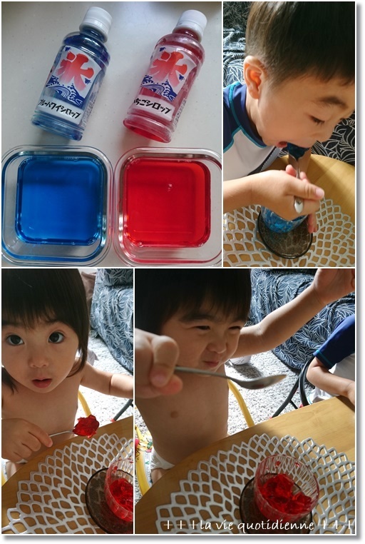 【100均】暑さ対策に硬くならないアイスパックと100均シロップで原色ゼリー作り_a0348473_03040676.jpg