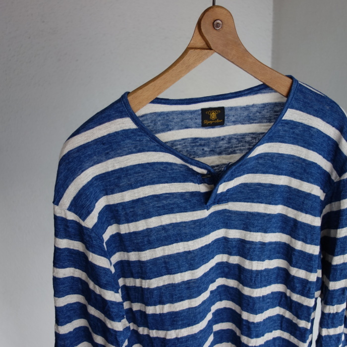 使用感 / 1B henleyneck border linen tee_e0130546_16523811.jpg