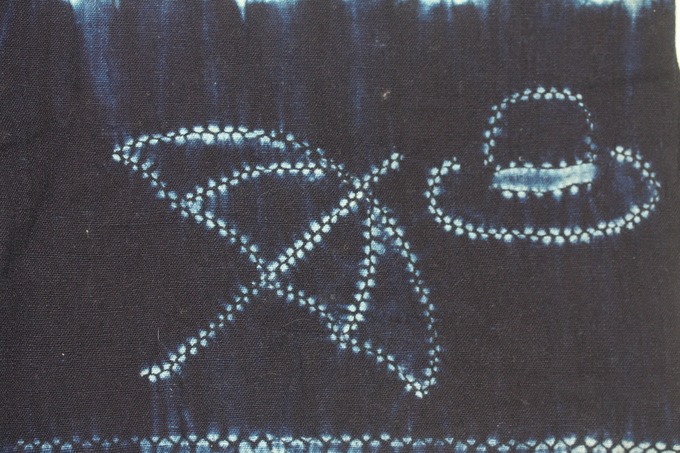 古布 木綿 浅舞絞り 文明開化文様 Japanese Antique Textile 古布 木綿 浅舞絞り 文明開化文様 Japanese Antique Textile