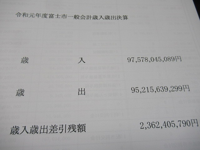 令和元年度の富士市一般会計の決算額は976億円 来週から9月定例議会が開会_f0141310_07455807.jpg