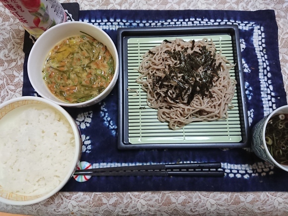 9 5 ざるそば納豆玉子めかぶ定食 自宅 無駄遣いな日々 9 5 ざるそば納豆玉子めかぶ定食 自宅 無駄遣いな日々
