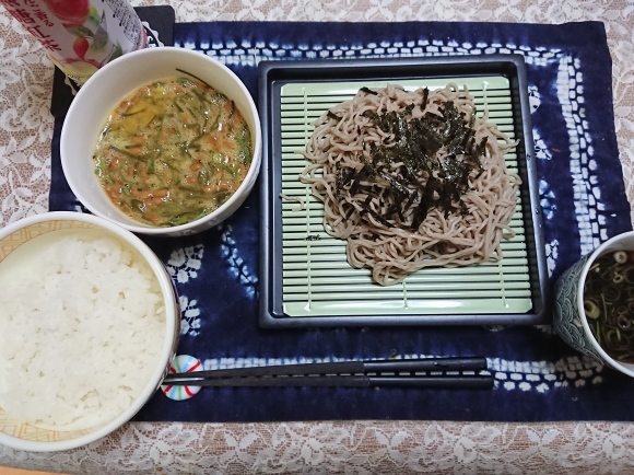 9/5 ざるそば納豆玉子めかぶ定食@自宅_b0042308_19101705.jpg