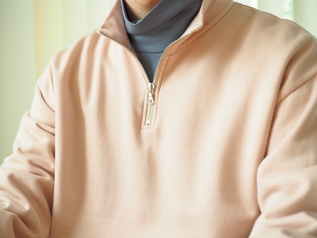 ELASTIC HIGH GAUGE SWEAT HALF ZIP P/O