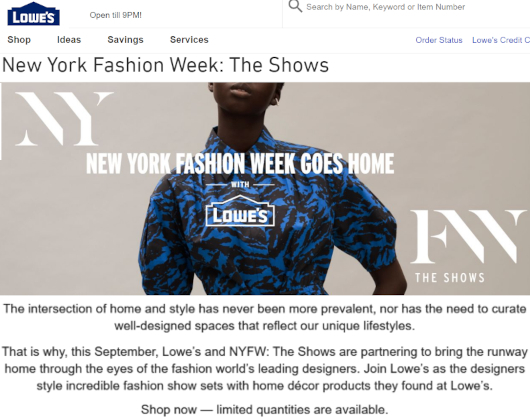 なんと、ホームセンター（Lowe\'s）でもニューヨーク・ファッション・ウィーク関連イベント⁉_b0007805_03473594.jpg