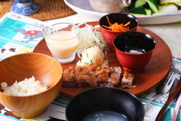 豚肩ロースカツと梨の蒸しもの_d0377645_08462487.jpg