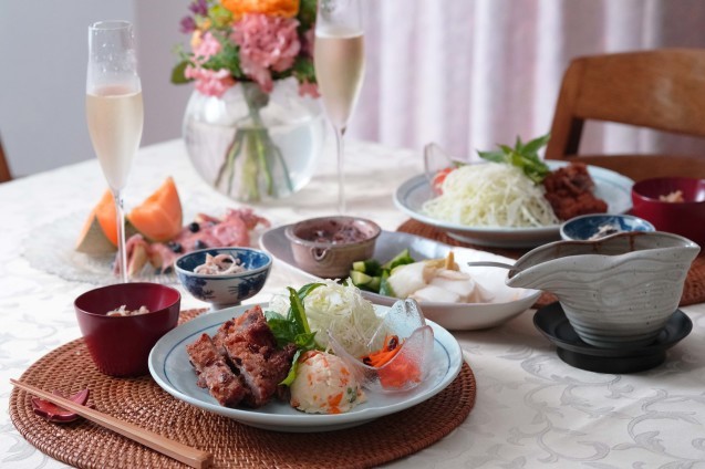 豚肩ロースカツと梨の蒸しもの_d0377645_08463681.jpg