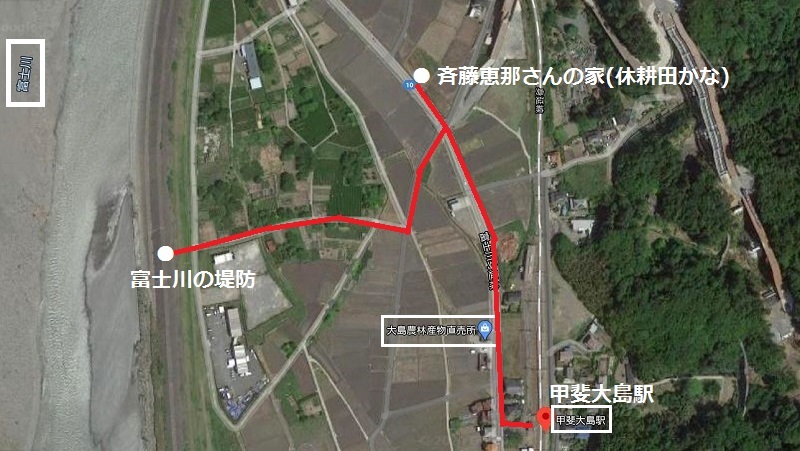 ｺﾐｯｸ「ゆるキャン△」舞台探訪013 甲斐大島駅 恵那の家へ・なでしこの家も 10巻54/55話_e0304702_08045567.jpg