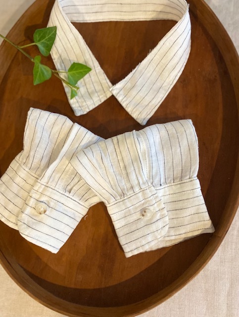 linen shirt スタンドカラーの七分袖に手縫いでリメイク♪_a0165160_11211490.jpg