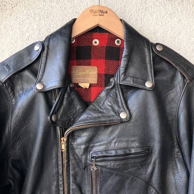 【Buco J-21】40s 50s ホースハイド　Dポケット　ライダース 古着 50年代 ブコ Buco HORSEHIDE ホースハイド 青タグ ダブル