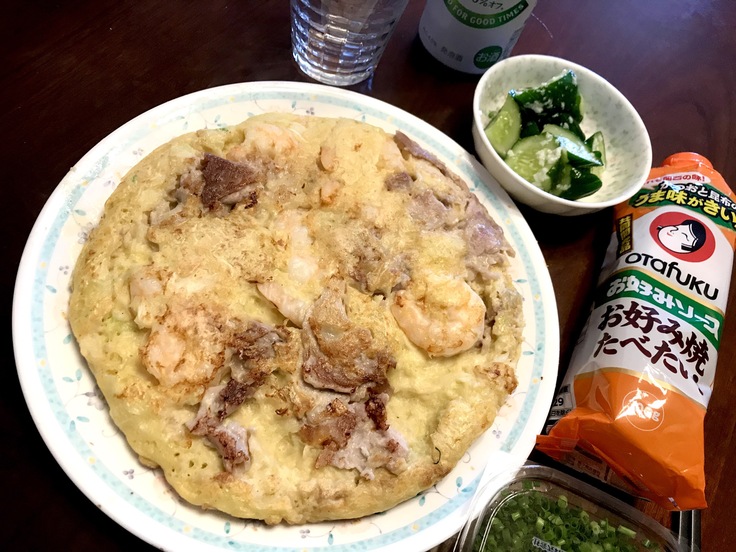 お好み焼き(えび&ブタ)_c0212604_13555536.jpg