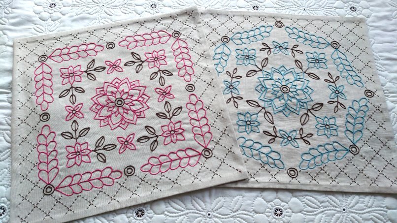 花とフェザーの刺し子クロス完成 : Quilt Note 花とフェザーの刺し子クロス完成 : Quilt Note