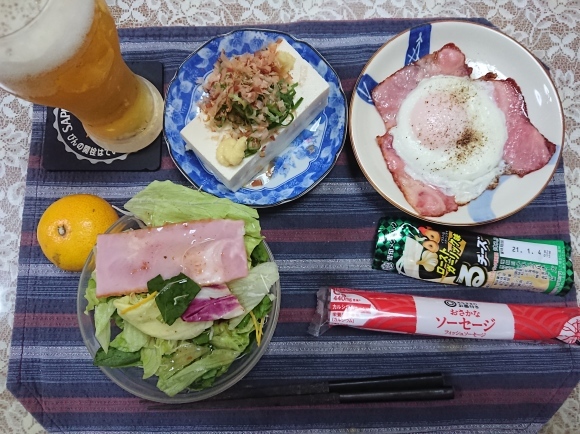 10/14夜勤明け サントリーからだを想うオールフリー、ベーコンエッグ、吉野家・親子丼@自宅_b0042308_17103983.jpg