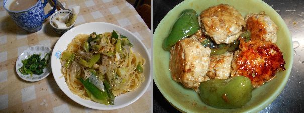 パスタとつくね焼き(*^^)v_b0159896_06070767.jpg