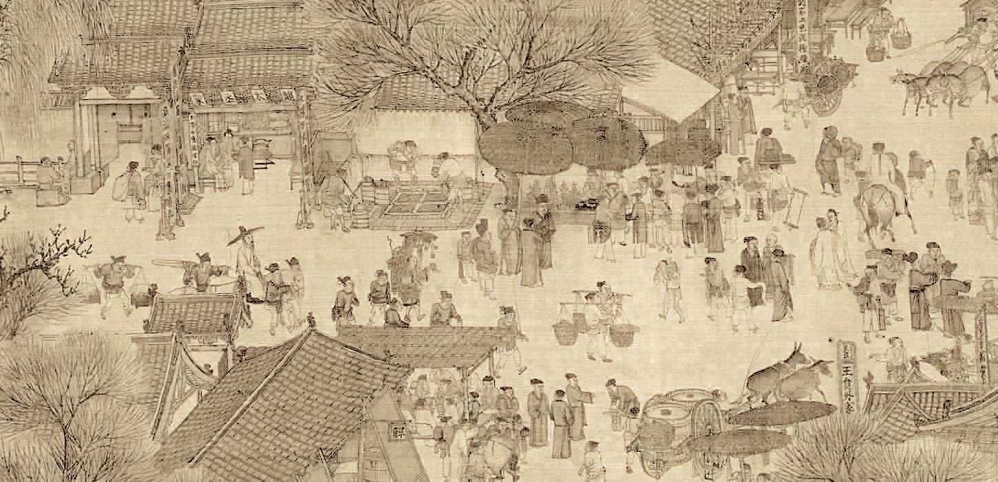 中国絵画 北宋の清明上河図 名家 明時代 仇英 （最作)山水絵