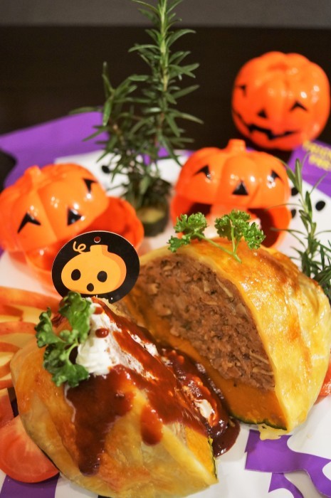 ■ハロウィンレシピ【南瓜ボートのチーズバーグパイ包み】_b0033423_22595295.jpg