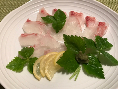 天然鯛のお刺身とポワレ やせっぽちソプラノのキッチン２