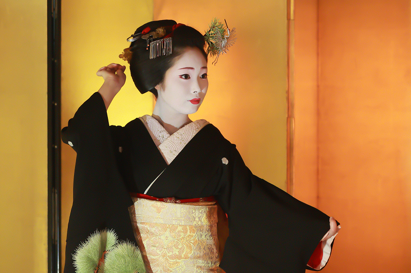 祇園　舞妓さん　セピア色　パネル　モノクロ　アンティーク 祇園舞妓さんセピア色パネルモノクロアンティーク