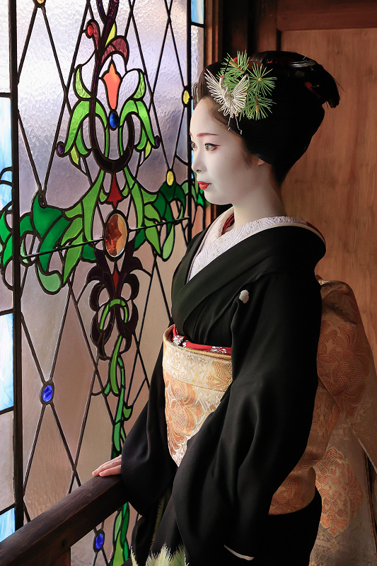 祇園 舞妓さん セピア色 パネル モノクロ アンティーク 2025年