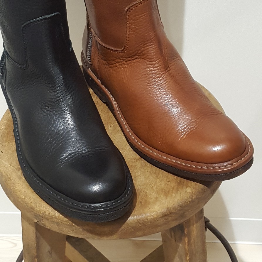 ブラウン レザー ロングブーツ サイドファスナー サイドジップ ロングライディングブーツ - ブラウン | CHARLES