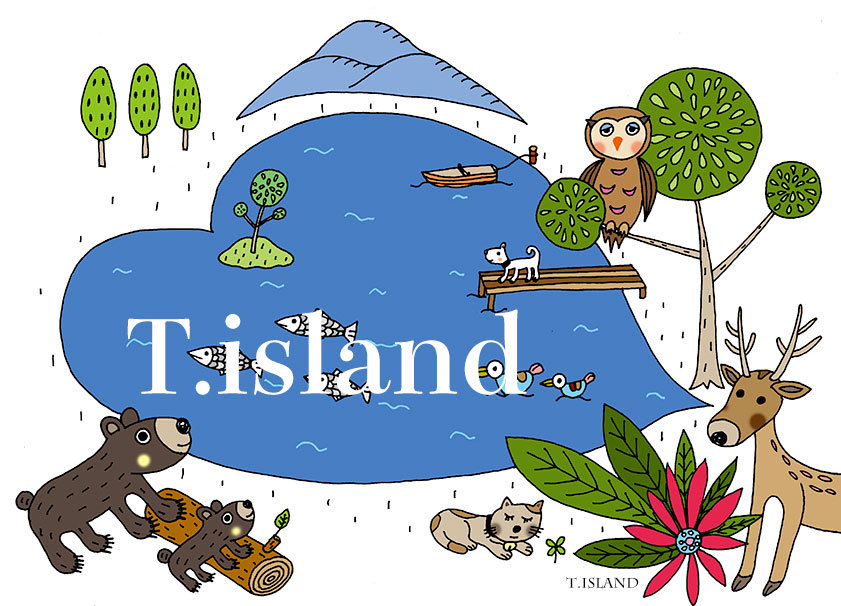 湖のほとり を ハート沼 にしてみた T Islandのイラスト 雑貨 心の風景