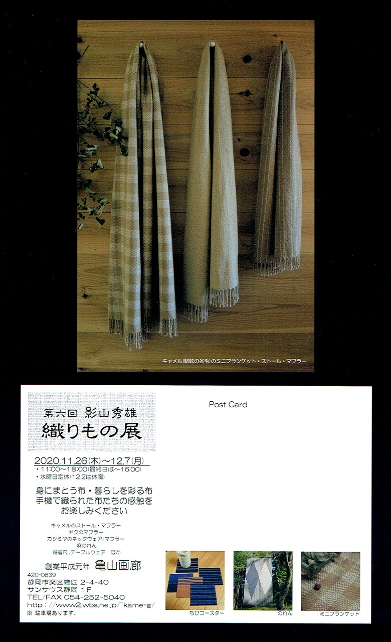 第六回 影山秀雄 織りもの展 in 静岡・亀山画廊_f0175143_21072768.jpg