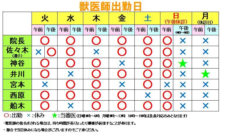 今週の獣医師勤務表(　　11月　　24日～　　11月　　30日）_c0174644_18093317.jpg