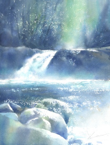 水彩画　菊池渓谷_f0176370_13533342.jpeg