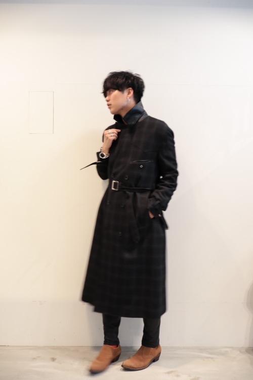 The Letters - WESTERN D RING TRENCH COAT -OMBRE CHECK WOOL