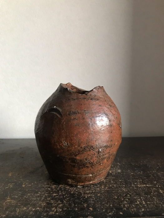 枯枝と越前お歯黒壺 : 骨董うまこし