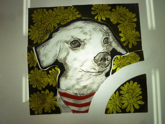 絵付け工程　犬のパネル_f0008680_17493221.jpg