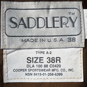 現用A-2フライトジャケットのラベル : ミリタリーサープラスの気になる事