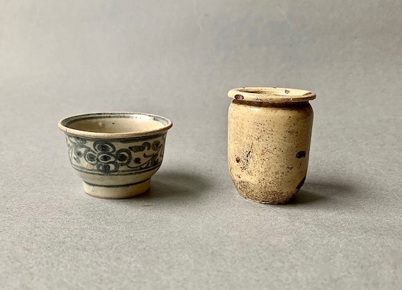 骨董品 時代物 青華染付 安南盃 酒盃 箱付き 安南染付盃と見立て盃 : Muntkidy