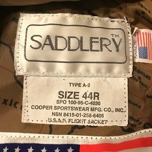 米空軍 88年度官給品 A-2 COOPER SADDLERY 36R カスタム 官給品と紛らわしい現用A-2フライトジャケット : ミリタリーサープラス