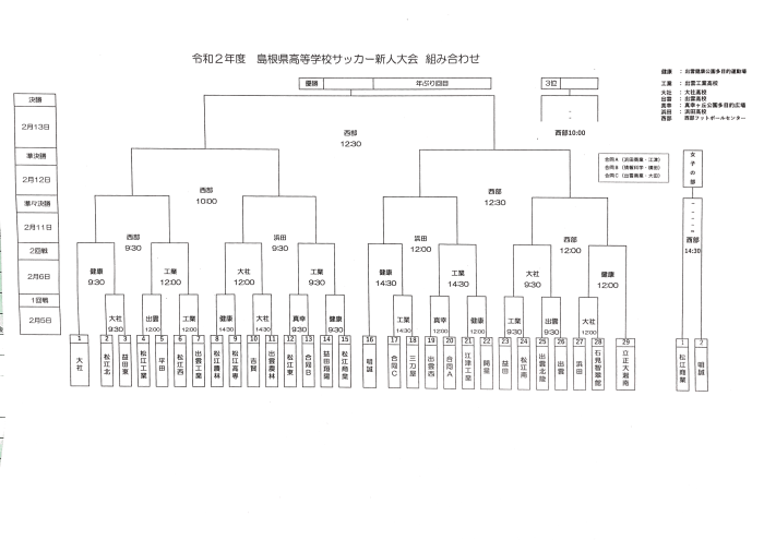 令和2年度 島根県高等学校サッカー新人大会 組み合わせ 島根県立益田高等学校サッカー部 令和2年度 島根県高等学校サッカー新人大会 組み合わせ 島根県立益田高等学校サッカー部