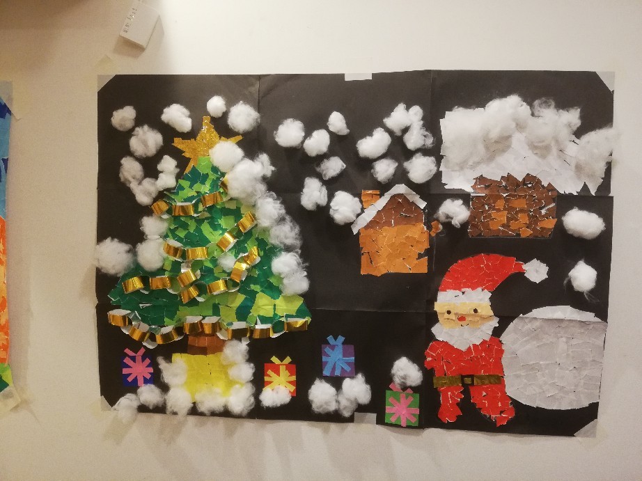 クリスマス貼り絵 みんなのわが家はるかブログ