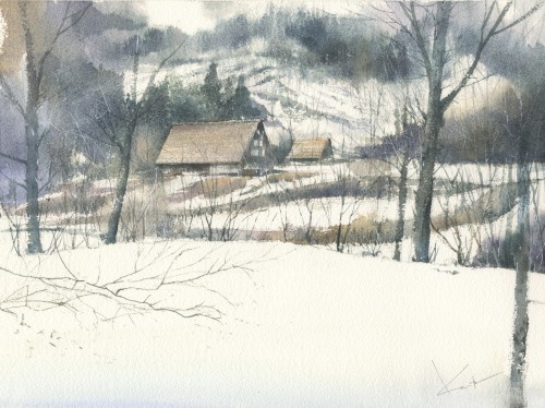 白川郷　水彩画_f0176370_16401213.jpeg
